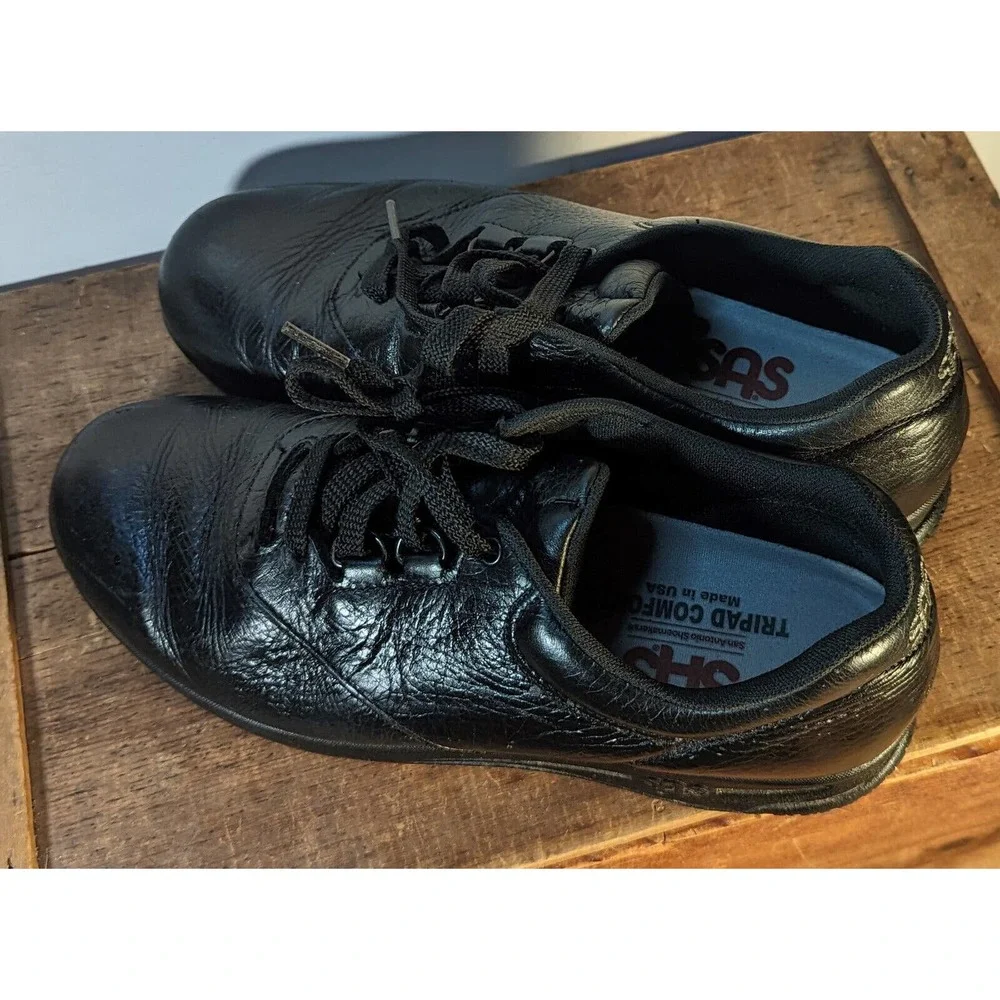 SAS Liberty‎ Slip Resistant Lace Up Comfort Shoes Black Mens sz 7.5 M w/ box